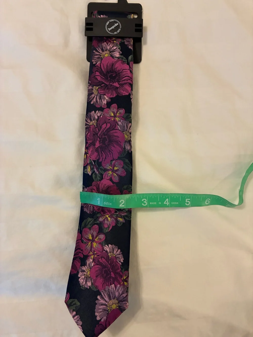 NWT Bespoke Skinny Men's Floral Tie with Black/Purple/Pink.